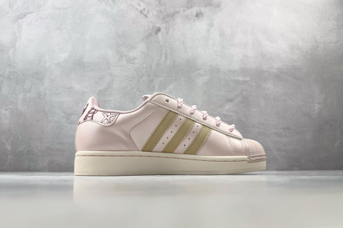阿迪达斯 Adidas originals SUPERSTAR 2 石英色 粉米 侧面实拍图